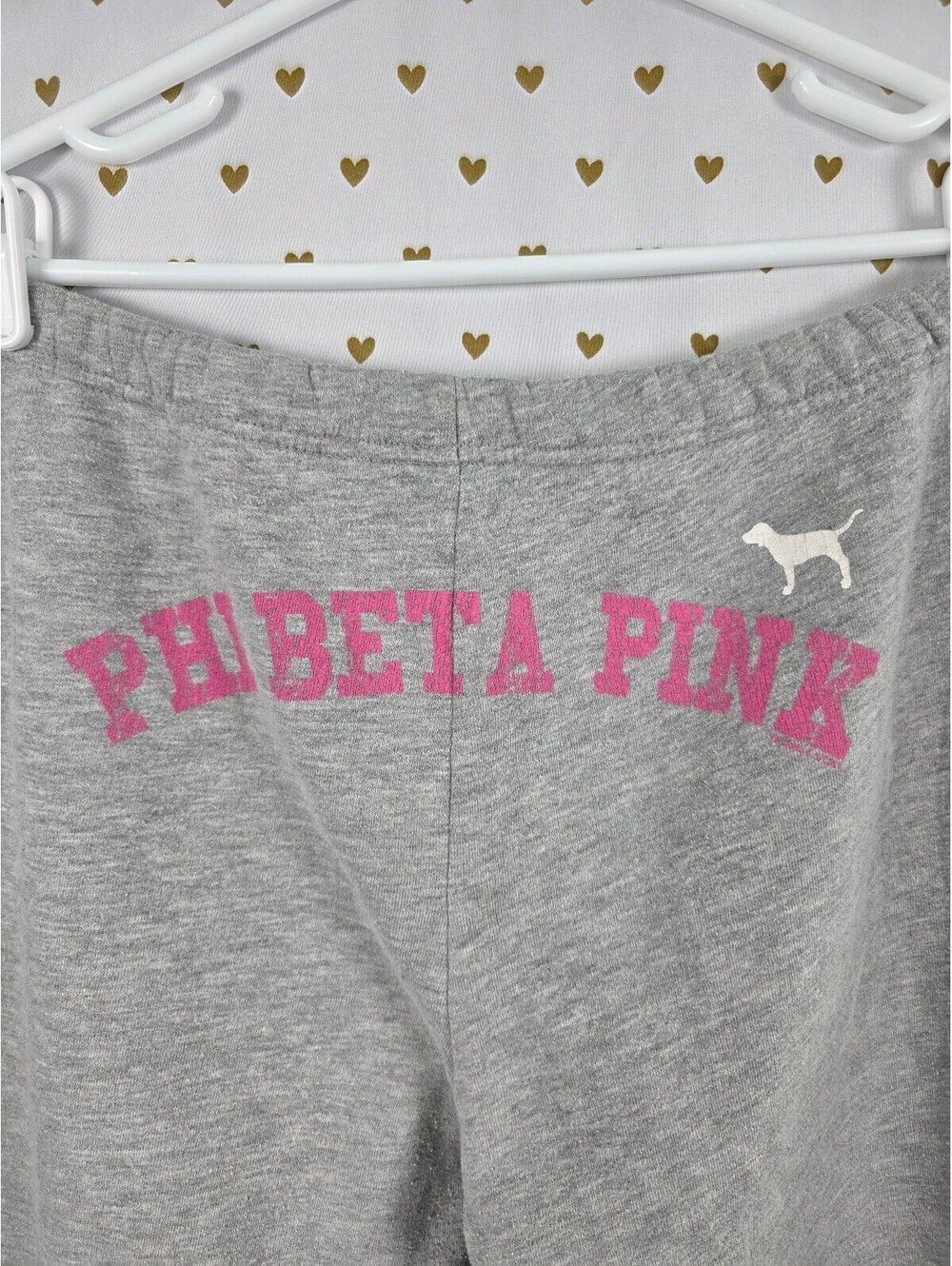 Victorias Secret PINK PHI BETA PINK Sweats Capri Sweatpants Grey Large Vintage - Picture 7 of 7